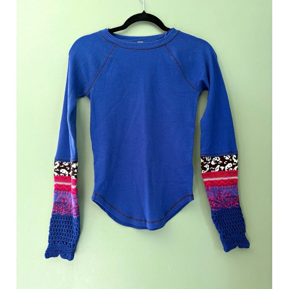 Free People In The Mix Cuff Thermal Long Sleeve Top size Medium